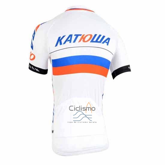 Katusha Ropa Ciclismo Culotte Corto 2015 Mangas Cortas Blanco